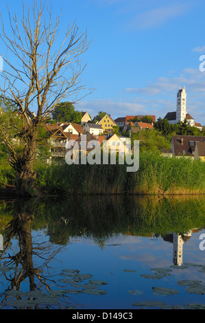 Harburg, Svevia, Woernitz river, Strada Romantica, Romantische Strasse, Baviera, Germania, Europa Foto Stock