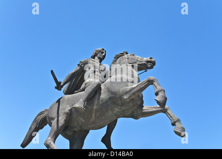 Statua di Alessandro Magno a Salonicco in Grecia Foto Stock