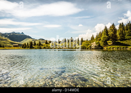 Il sorgere del sole sopra erboso collina rurale Foto Stock