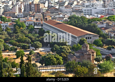 Stoa di Attalos all'antica agorà di Atene, Grecia Foto Stock