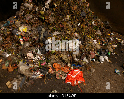 Cumulo di rifiuti con vari biologici e di altri materiali Foto Stock