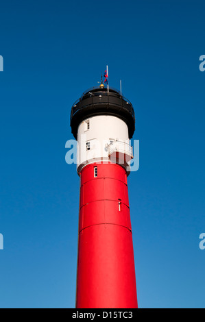 Vecchio classico rosso faro a Wangerooge, Germania, Northsea Foto Stock