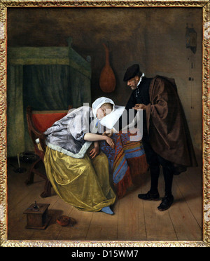 The Sick Woman (1663) di Jan Steen. Pittura di genere olandese del secolo d'oro raffigurante una signora amata e un medico. Foto Stock
