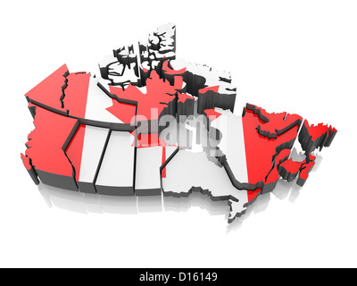 Mappa del Canada in bandiera nazionale di colori. 3d Foto Stock