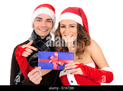 Isolato di natale giovane giovane celebrazione Foto Stock
