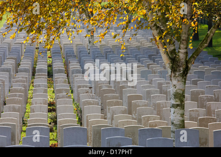 Hooge cratere cimitero, Commissione delle tombe di guerra del Commonwealth sepoltura per la prima guerra mondiale i soldati britannici, Zillebeke, Belgio Foto Stock