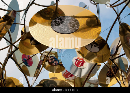 Rolling stones cd natale display, Carnaby Street a Londra, Inghilterra Foto Stock