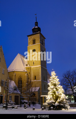 Evang. Johanneskirche • Crailsheim, Landkreis Schwaebisch Hall, Baden-Wuerttemberg, Deutschland, Germania Foto Stock