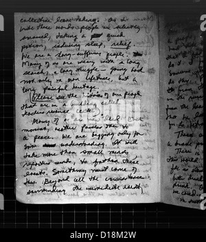 Nota di suicidio, scritto e firmato da Annie Moore. Pagina 2. Moore era un registro infermiere e uno dei leader di tutti i popoli Foto Stock