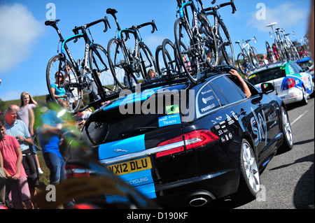 Team Sky Pro Cycling Jaguar XF supporto auto sportive Foto Stock