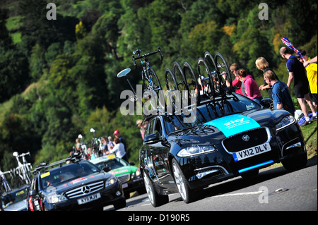 Team Sky Pro Cycling Jaguar XF supporto auto sportive Foto Stock