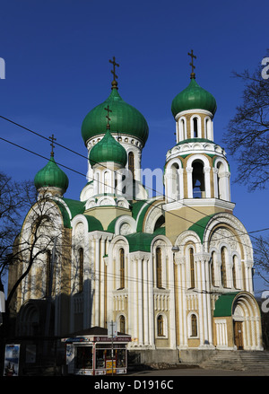 La Lituania. Vilnius. Chiesa ortodossa di San Michele e San Costantino o Romanov chiesa costruita nel 1913 da Kolesnikov. Foto Stock