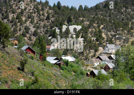 La storica città mineraria di Silver City, Idaho. Foto Stock