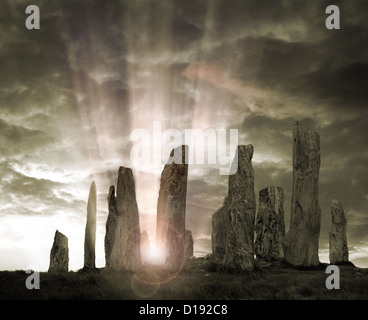 GB - Ebridi Esterne: Callanish pietre permanente sull'isola di Lewis Foto Stock