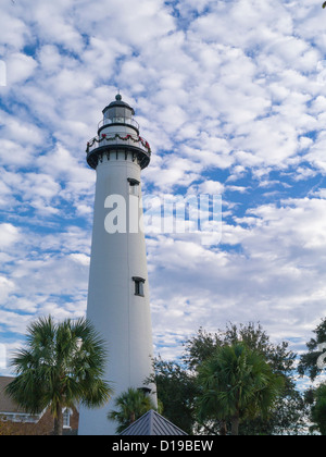 St Simons Island Lighthouse su San Simons Island Georgia Foto Stock