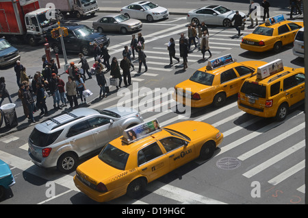 Vista aerea di Houston St, Downtown Manhattan Foto Stock