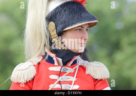 Francese femmina montati soldato di cavalleria (Cuirassier) a Borodinò, Russia Foto Stock