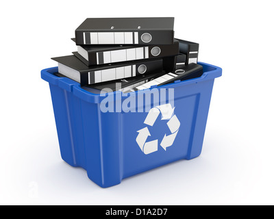 Le cartelle nel cestino su sfondo bianco. 3d Foto Stock