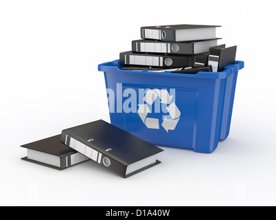 Le cartelle nel cestino su sfondo bianco. 3d Foto Stock
