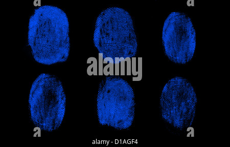 Blue impronte digitali in linea Foto Stock