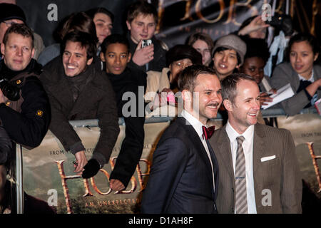 Dominic Monaghan e Billy Boyd frequentare il Royal premiere del film di 'The Hobbit: un inaspettato viaggio" di Odeon Leicester Square di Londra, Regno Unito, 12/12/2012 Credit: Mario Mitsis / Alamy Live News Foto Stock