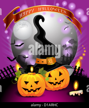 Scheda di Halloween di design con la zucca Foto Stock
