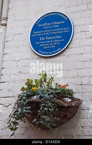 London Southwark il sito di Chaucer's Tabard inn nel cantiere di Talbot Foto Stock