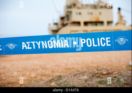 Polizia linea di barriera Foto Stock