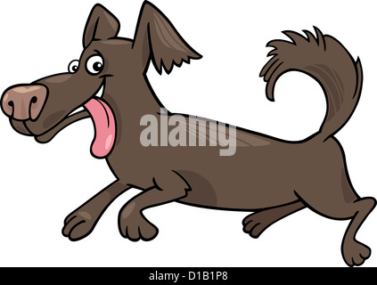 Cartoon illustrazione di divertenti piccole in esecuzione Shaggy Dog Foto Stock