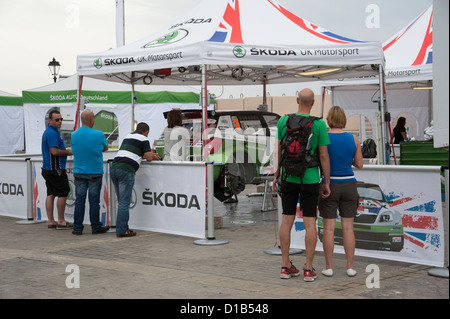 Rally Cipro Skoda UK Motorsport tented area a Paphos Cipro Novembre 2012 Foto Stock