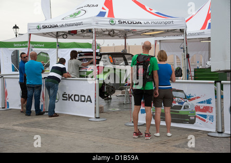 Rally Cipro Skoda UK Motorsport tented area a Paphos Cipro Novembre 2012 Foto Stock