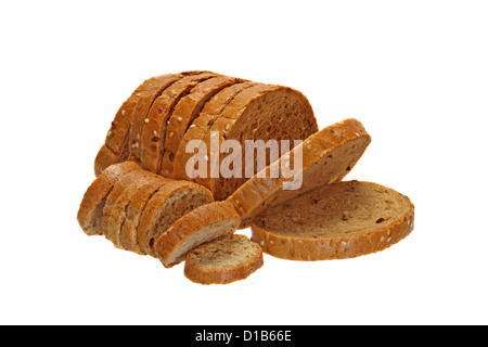 Cereali pane e crackers di analoga forma isolata su sfondo bianco Foto Stock