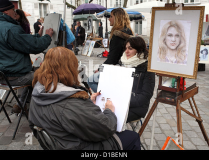 Parigi, Francia, i pittori di Place du Tertre a Montmartre Foto Stock