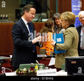 Il PM David Cameron Cancelliere Angela Merkel Foto Stock