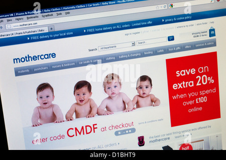 Home page del I Mothercare sito web. Foto Stock