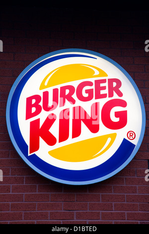 Segno, Burger King, fast food rivenditore, REGNO UNITO Foto Stock