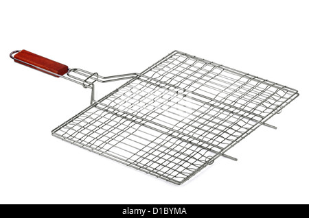 In acciaio inox grill barbecue camping cestello isolato su bianco Foto Stock