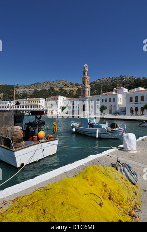 Symi. Isole Dodecanesi. La Grecia. Monastero di Michael di Panormitis / Moni Taxarhou Mihail. Foto Stock