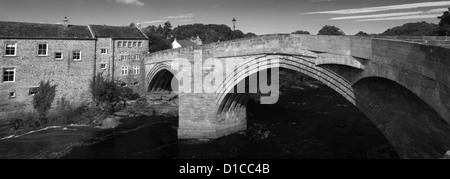 Ponte di pietra sul Fiume Tees a Barnard Castle town, Superiore Teesdale, Contea di Durham, Inghilterra, Regno Unito Foto Stock