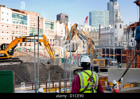 Bloomberg HQ sito in costruzione Cannon Street City di Londra Inghilterra REGNO UNITO Foto Stock