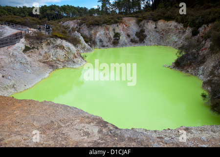 Il Devil's bagno, Waiotapu zona termale, vicino a Rotorua, Isola del nord, Nuova Zelanda. Foto Stock