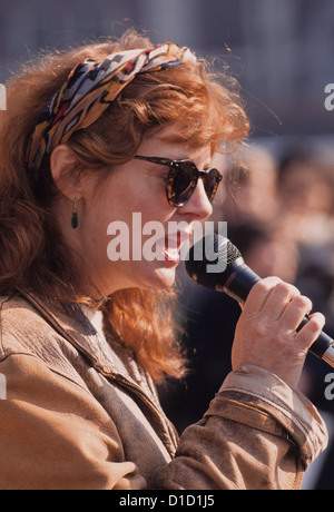 New York, NY attrice Susan Sarandon parla contro la guerra del Golfo, Columbia University.©Stacy Rosenstock Walsh/Alamy Foto Stock