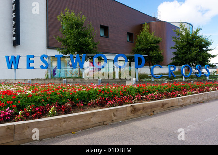 Segno per il Westwood Cross Shopping Centre nel Kent. Foto Stock