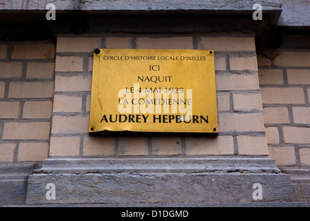 Luogo di nascita di attore umanitario e Audrey Hepburn, 48 Rue Keyenveld, Ixelles Bruxelles. Foto Stock