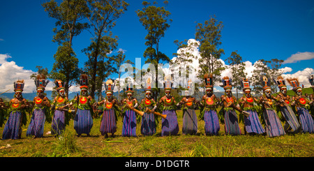 Mount Hagen cantare cantare festival, Highlands, Papua Nuova Guinea Foto Stock