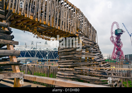 Vista del sito olimpico presa attraverso un ponte dalla piattaforma di visualizzazione Foto Stock