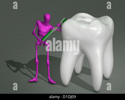 Figura mannikin spazzolare un dente grande Foto Stock