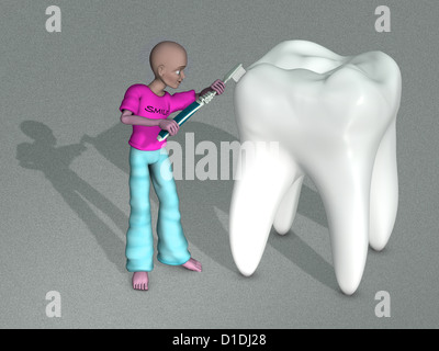 Figura mannikin spazzolare un dente grande Foto Stock