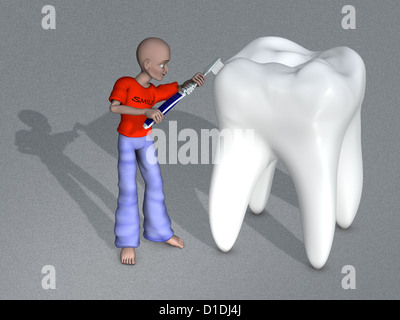 Figura mannikin spazzolare un dente grande Foto Stock