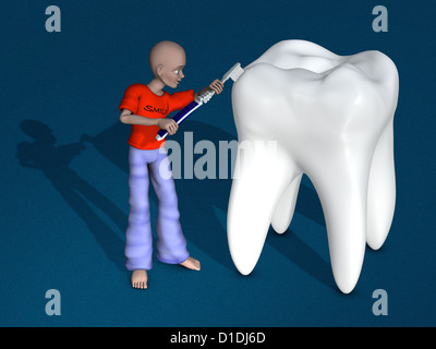 Figura mannikin spazzolare un dente grande Foto Stock